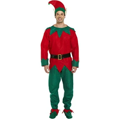 Image of Fashion Oasis Adults Fleece Onesie All in one Playsuit Novelty Pyjamas Size S XL (One Size, Elf Costume)