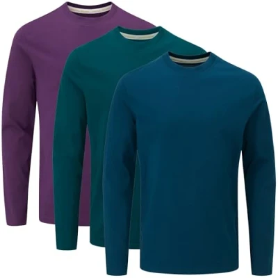 Image of Charles Wilson 3 Pack Long Sleeved Plain Crew Neck T Shirt (M, Core Essentials Type 21)