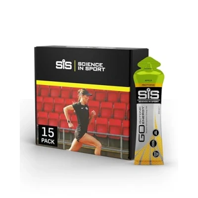 Image of Science In Sport GO Isotonic Energy Gels, Running Gels with 22g Carbohydrates, Low Sugar, Apple Flavour, 60ml Per Serving (15 Pack)