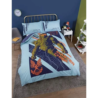 Image of CnA Stores Microsoft Xbox Halo Infinite DOUBLE Duvet Cover Set Reversible Gamers Bedding With Pillowcases