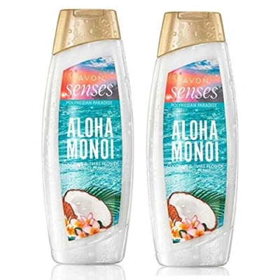 Image of Pack of 2 Avon Senses Polynesian Paradise Aloha Monoi Shower Crème Tropical Coconut and Tiare Flower vanilla pods x 250ml