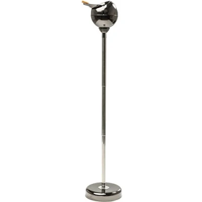 Image of Kare Design Floor ashtray Spheric Gunmetal, Black, steel chromed, height adjustable, modern pedestal with lid, 72x13x13cm (H/W/D)