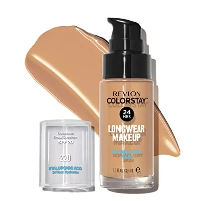 Image of Revlon ColorStay Liquid Foundation Makeup Normal/Dry Skin SPF 20, Longwear With Medium Full Coverage &amp; Natural Finish, Oil Free, (220), 30ml