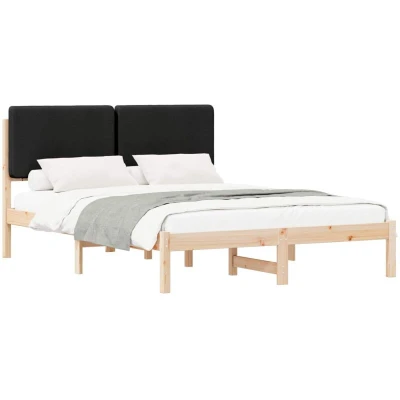 Image of vidaXL Bed Frame with Upholstered Headboard Black 160 x 200 cm