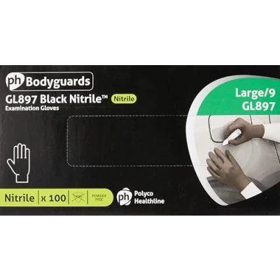 Image of Bodyguard Men&#039;s Gl8973 Gloves, Black, L Pack of 100 UK