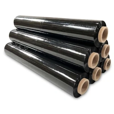 Image of JeeJaan® 6 Rolls Black Pallet Wrap 500mm x 300m 17mu 1.80 kg Standard Core Tear Resistant Shrink &amp; Stretch Water Moisture Proof Industrial Cling Film Multi Use Furniture