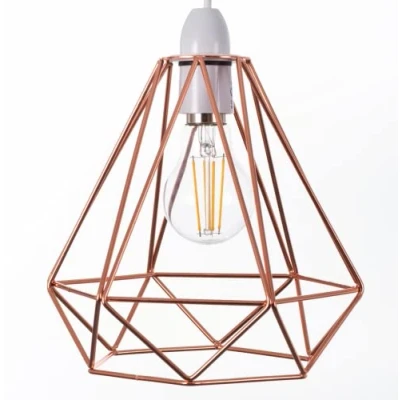 Image of Giggi Rose Gold Cage Metal Basket Ceiling Light Shade, Wrought Iron Fitting &amp; Industrial Style Ring for Indoor and Pendant Shade with lamp Reducer