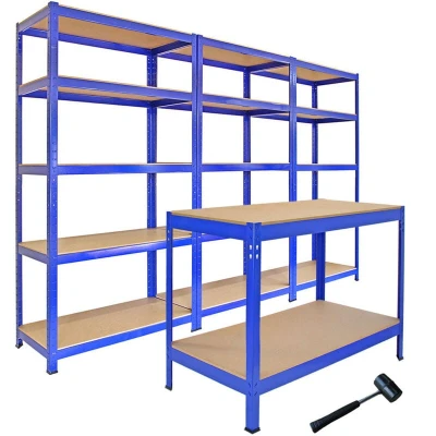 Image of MonsterShop Monster Racking 3 T Rax Storage Shelving Units &amp; 120cm Q Workbench
