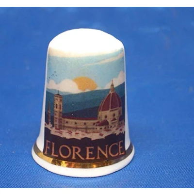 Image of Birchcroft Porcelain China Collectable Thimble Travel Poster Florence Free Box