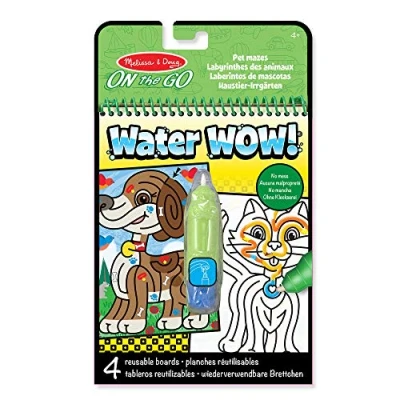 Image of Melissa &amp; Doug Water WOW! Pets Magic Painting Books with Pens Colouring for Children Age 3 4 5 6 7 Travel Toys Toddlers on Plane Activities Kids Activity Packs