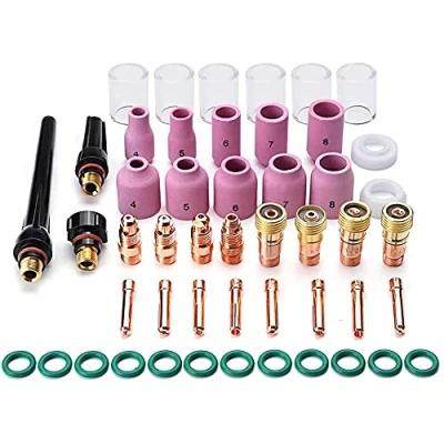Image of CENPEK 49PCS TIG Welding Torch Accessories Kit Collets Body Glass Cup Alumina Nozzle Stubby Gas Lens #10 Pyre for WP 17/18/26