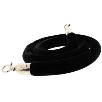 Image of Black Velvet Rope with Chrome Hooks