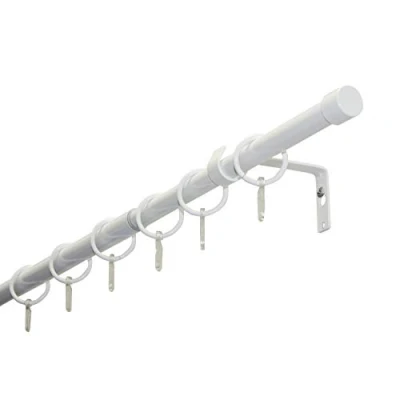 Image of GARDINIA Cap Curtain Pole Set 1 Track Diameter 19/16 mm Rod Extendable Reversible 180 310 cm White