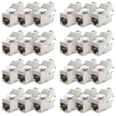 Image of deleyCON 24x CAT 7 Keystone Jack Module Optimal for CAT7 CAT6 CAT6a Installation Cable Connector Patch Network STP Shielding RJ45 Socket 1000 MHz 10 Gbit/s Insulation Terminal (LSA)
