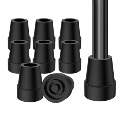 Image of supregear Cane Tips (8 Pack), Heavy Duty 22 mm Rubber Replacement Tip for Walking Crutch Sticks Non Slip Stable Foot Pad Folding Accessory, Black