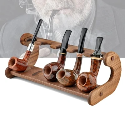 Image of SUYUDD Portable Pipe Stand Rack Holder,Tobacco Stand/Pipe for 1 Smoking Wooden Holder, Tobacco Holder Fit Most Pipes (not inclued pipes)