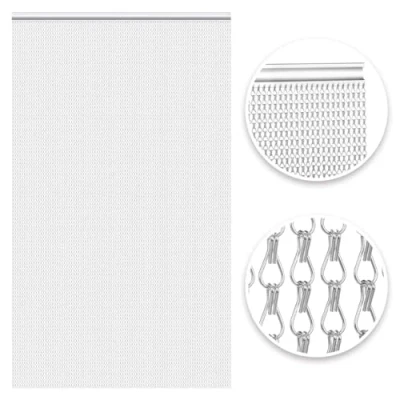 Image of VerRich Silver 90 * 200cm Aluminium Chain Curtain Door Fly Screens Metal Insect Blinds Pest Control