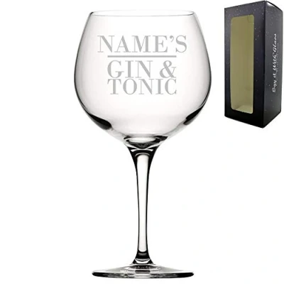 Image of Personalised Engraved Novelty Primeur Gin Balloon &quot;Name&#039;s and Tonic&quot; Gift Boxed, for Lovers, Birthdays, Christmas