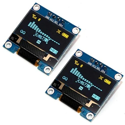 Image of DollaTek 2Pcs 0.96&quot; I2C IIC SPI Serial 128x64 OLED Display 1306 Module Board with Pin Headers for Arduino Yellow Blue font