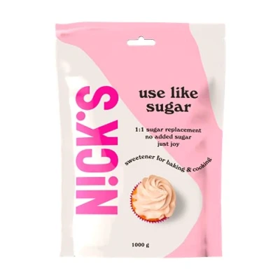 Image of NICKS Use Like Sugar Keto Sweetener 70% Calorie Reduced 1:1 Low Carb Baking Replacement Mix of Xylitol, Erythritol, Stevia, Polydextrose Vegan (1kg)