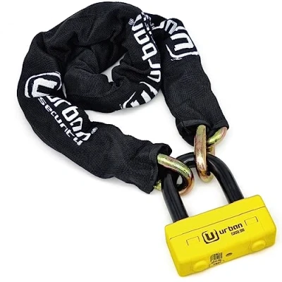 Image of URBAN UR74150 Heavy Duty Chain Lock ø13mm/0.51in + Mini U Padlock, High Security SRA Approved, Fully Tested Visible, Multi function Anti Theft for Disc Brake, Anchor, Motorcycle, Parking 150cm/4,9ft