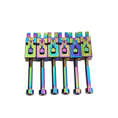 Image of Guyker 6 Strings Guitar Bridge Saddles Steel Genuine Replacement Compatible with Floyd Rose FR Tremolo System Chameleon rainbow
