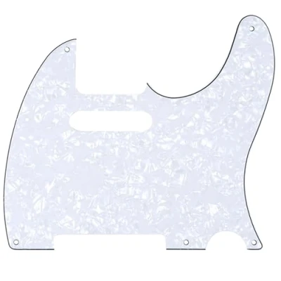 Image of Musiclily 5 Hole Vintage Tele Pickguard for Fender American/Mexican Made Standard Telecaster Style Electric Guitar, 4Ply White Pearl