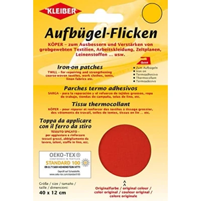 Image of Kleiber Large Iron On Cotton Repair Patch 40cm x 12cm Red