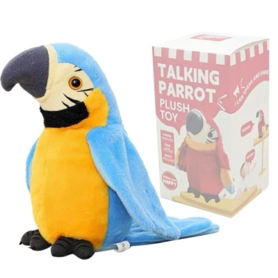 Image of iEasey Cutiest Talking Parrot Toy Mimicry Pet Speaking Plush Repeat What You Say Waving Wings Electronic Record Bird Stuffed Animal Interactive Sensory Educational Birthday Xmas Gift