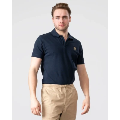 Image of Belstaff Short Sleeve Polo Shirt Navy (UK, Alpha, M, Regular, Regular)