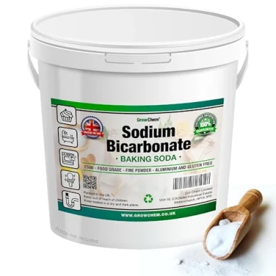 Image of Baking Soda, Sodium Bicarbonate (10KG Bucket) UK MADE Pure Soda for ECO Friendly Cleaning, Baking, Bath Bombs, Odours and Teeth