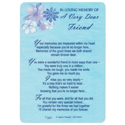 Image of Xpress Yourself Loving Memory Graveside Memorial Card &amp; Holder 5.75 X 4&quot; Relations Friends Etc A Very Dear Friend 358016
