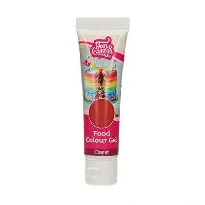 Image of FunCakes Food Colour Gel Claret: Highly Concentrated Colouring for Batter, Cream, Fondant, Marzipan, Dough. Single Drips to Create Vibrant Colours. Halal. 30 g.