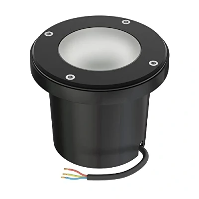 Image of ledscom.de Recessed Ground Light BOFU for Outdoors, IP67, swivelling, Black, Round, 150mm Ø, 1x GU10 max. 15W, Frosted Glass, Path Light, lamp, Garden Spotlight, Outdoor