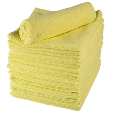 Image of ABENA Yellow Microfibre Cloths 40 x cm Pack of 20 Multipurpose Cleaning Glasses Cleaner Cloth Dish General Duster