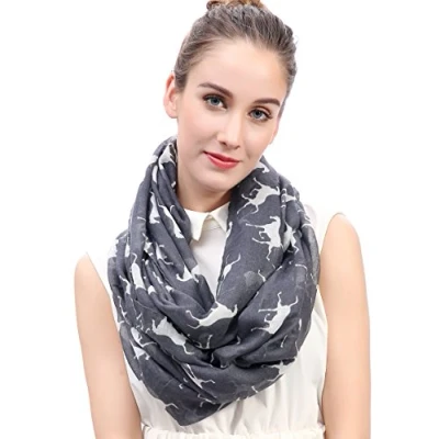Image of Lina &amp; Lily Horse Print Lightweight Snood Scarf (Grey)