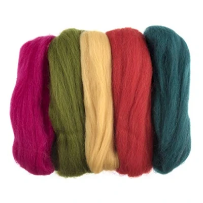 Image of Trimits Natural Felting Roving Wool, Assorted Bright, 50 g