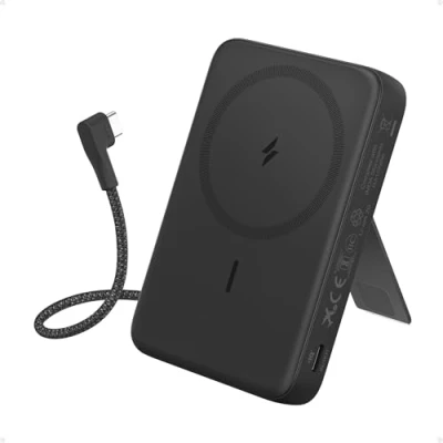 Image of Anker Zolo Magnetic Power Bank, 10,000mAh Wireless Portable Charger with 30W Max Fast Charging, Battery Pack Built In USB C Cable and Adjustable Stand, For iPhone 15/14 Series, AirPods, More