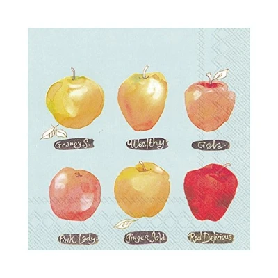 Image of IHR 20 Luxury 3 Ply Apples Light Blue Paper Luncheon Napkins