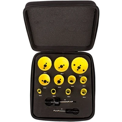 Image of Starrett Bi metal Hole Saw Kit 13 Piece KFC11021 Fast Cut Deluxe Electricians Set Compatible With Bosch Dewalt Hitachi Festool Milwaukee