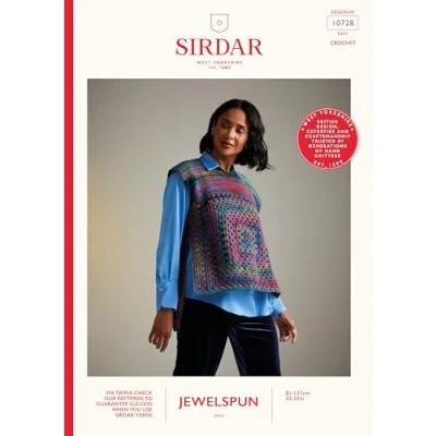 Image of Sirdar Jewelspun Aran Crochet Pattern 10728 Ladies Tabard