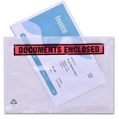 Image of Triplast 500 x A5 Printed Document Enclosed Wallet (225 165 mm) Peel &amp; Seal Clear Plastic Envelopes/Sleeves/Pockets/Wallets Attach Invoices, Packing Lists Delivery Notes to Parcels