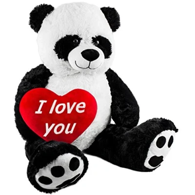 Image of BRUBAKER XXL Panda 40 Inches (100 Cm) Tall With I Love You Heart Soft Toy Cuddly Teddy Bear