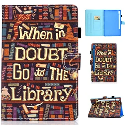 Image of Samsung Galaxy Tab S6 10.5 Case Magnetic Closure Wallet Flip Stand Cover With Aoto Wake/Sleep, Pen Holder and Cards Solt For SM T860/T865 Inches 2019 Library
