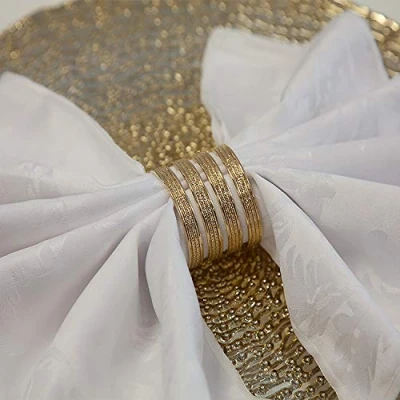 Image of Christmas Metal Napkin Rings 7 Designs Xmas Dinner Wedding Pack of 6 (Gold Diamante Boutique)