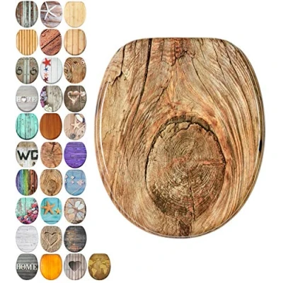 Image of Sanilo Toilet Seat, Wide Choice of Wooden Seats, Stable Hinges, Easy to Mount (Rustic)