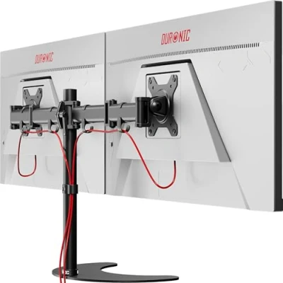 Image of Duronic Dual Monitor Stand DM25D2 Double Arm Desk Mount for Two 13 27 Twin PC Screens, Height Adjustable Freestanding Mounts VESA 75 100 Riser Office