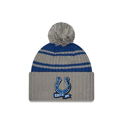 Image of New Era Indianapolis Colts NFL 2022 Sideline Sport Knit Grey Blue Beanie One Size