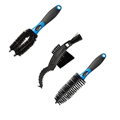 Image of Oxford Motorbike and Bicycle Cleaning Detailing Triple Brush Set, Nylon, Black, One Size