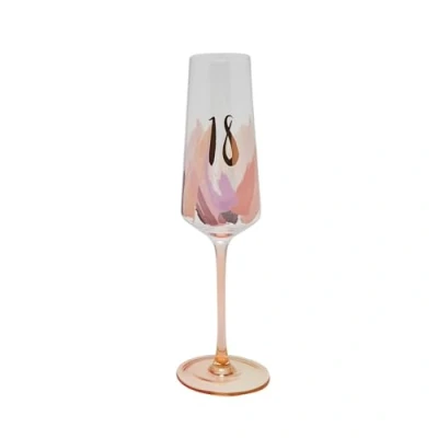 Image of Widdop and Co Celebrations Hotchpotch 18th Birthday Luxe Brushstroke Champagne/Prosecco Flute Drinking Glass Premium Kitchenware, Gifting &amp; Homeware Boxed Ready to Gift.